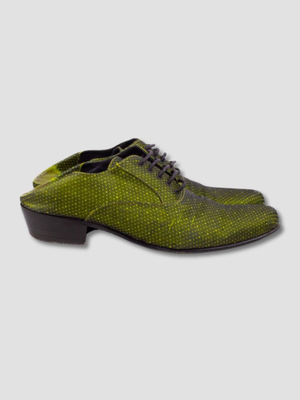 HAIDER ACKERMANN S/S 2012 RUNWAY Green Satin Micro Dot Mules Shoes Sz EU 37